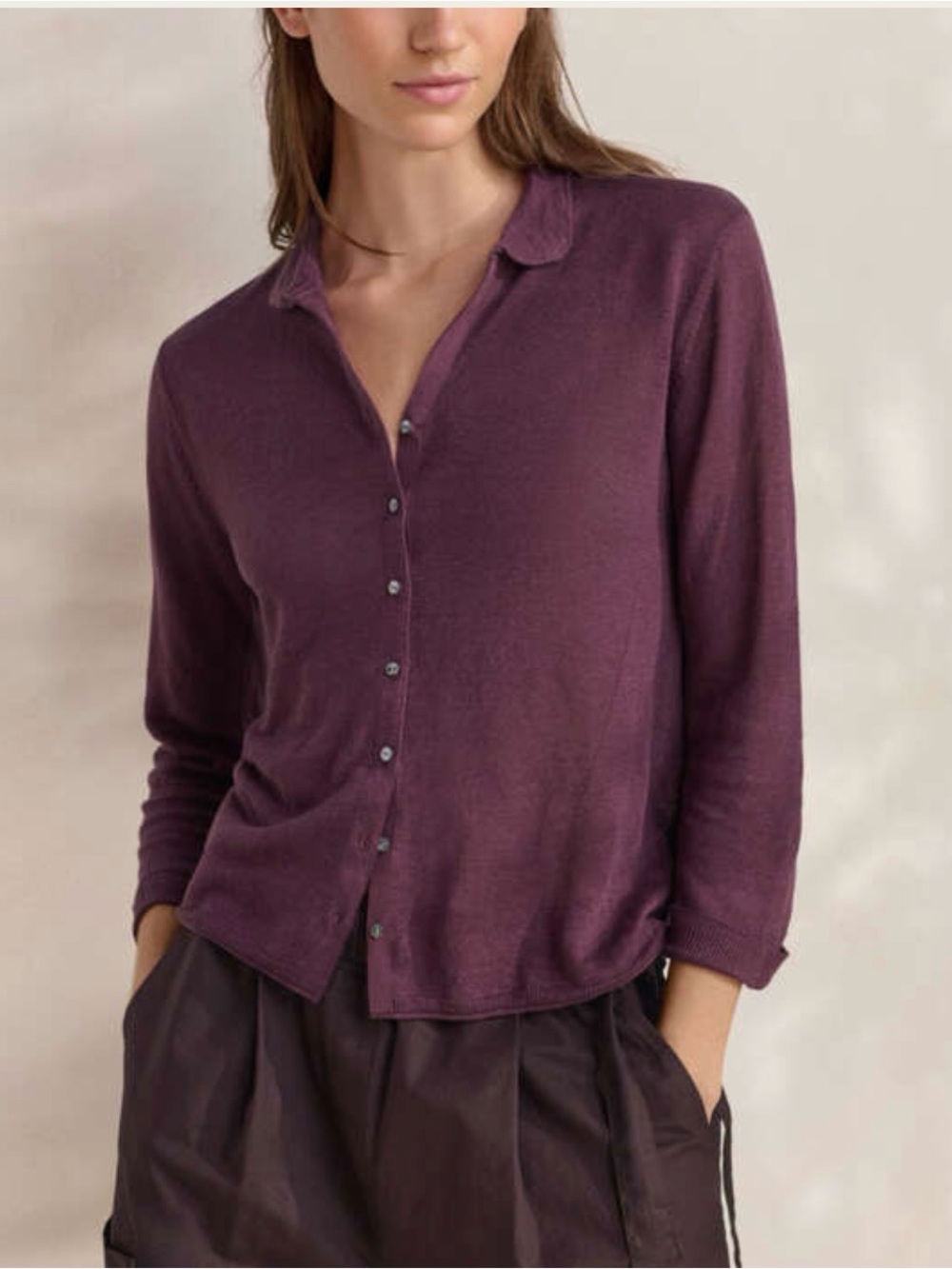 POETRY Button-Up Collared Long-Sleeve Top